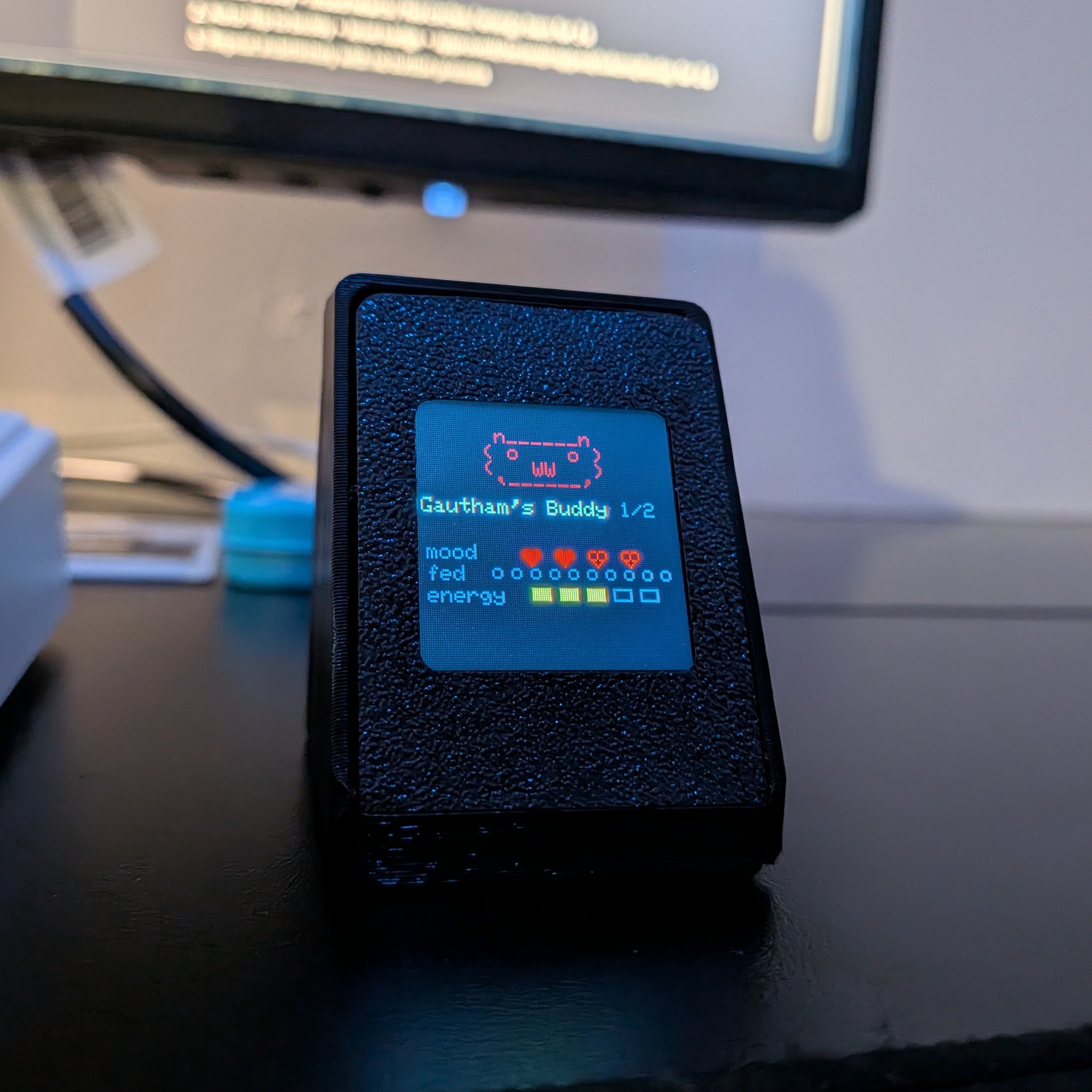 PixClaw display showing Claude Desktop Buddy session state